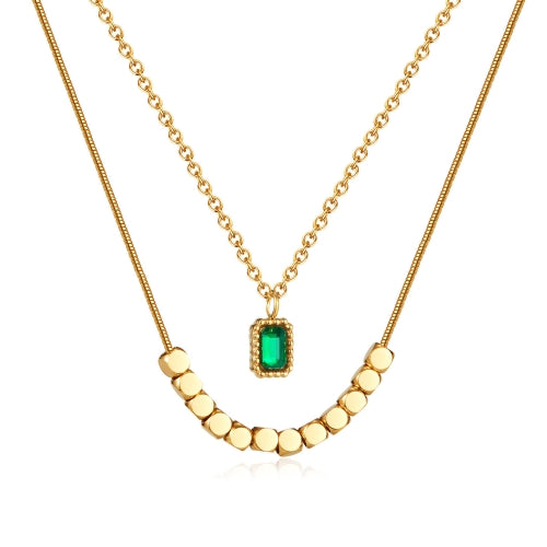 Elegant Stainless Steel Double Layer Necklace with Pendant