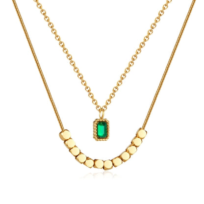 Elegant Stainless Steel Double Layer Necklace with Pendant