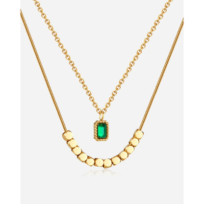 Elegant Stainless Steel Double Layer Necklace with Pendant